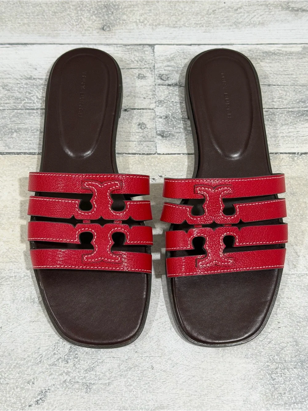 TORY BURCH Ines Multi-strap Slide In Tory Red/plum - Size - 6.5 .US